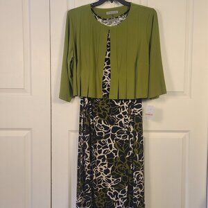 NWT DANNY AND NICOLE 2 Piece Women's Floral Midi Dress with Jacket Size 2X